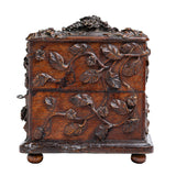 A 19th Century French Black Forest Rose Carved Box With Scent Bottles