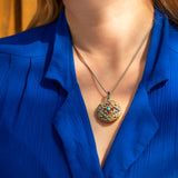 Antique Austro Hungarian Turquoise Garnet and Pearl Enamel Locket