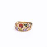 Vintage Italian 14ct Gold Multi-Gemstone Bombe Ring
