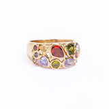 Vintage Italian 14ct Gold Multi-Gemstone Bombe Ring