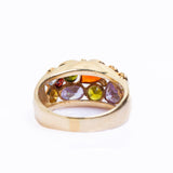 Vintage Italian 14ct Gold Multi-Gemstone Bombe Ring