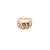 Vintage Italian 14ct Gold Multi-Gemstone Bombe Ring