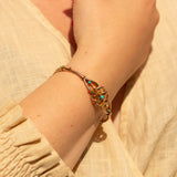 Antique Victorian 9ct Gold Turquoise and Pearl Bangle Bracelet