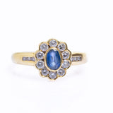 Vintage 18ct Gold Sapphire & Diamond Cluster Ring