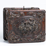 A 19th Century French Black Forest Rose Carved Box With Scent Bottles