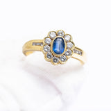 Vintage 18ct Gold Sapphire & Diamond Cluster Ring