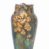 Antique Art Nouveau Bronze Floral Vase By Frédéric Debon