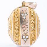 Antique Victorian 9ct Gold and Silver Gilt Coral and Pearl Locket