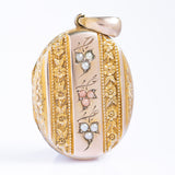 Antique Victorian 9ct Gold and Silver Gilt Coral and Pearl Locket