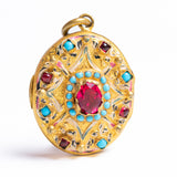 Antique Austro Hungarian Turquoise and Paste Enamel Locket