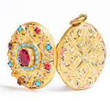 Antique Austro Hungarian Turquoise and Paste Enamel Locket