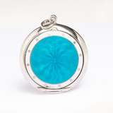 Antique Edwardian Turquoise Guilloche Enamel Compact Locket