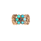 Antique 9ct Gold Victorian Turquoise and Ruby Ring
