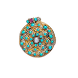 Antique Austro Hungarian Turquoise Garnet and Pearl Enamel Locket
