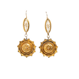 Antique Victorian Etruscan Revival 14ct Gold Earrings