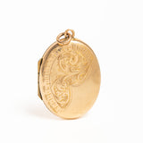 Antique Victorian 9ct Gold Back And Front Oval Engraved Locket