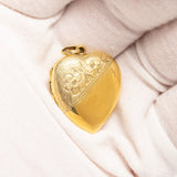 Vintage Silver Gilt Heart Engraved Locket Pendant