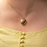 Vintage Silver Gilt Heart Engraved Locket Pendant