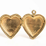 Vintage Gold Plate Front Sunburst Heart Locket
