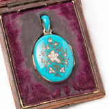 Antique Austrian Blue Enamel And Silver Gilt Pearl Locket